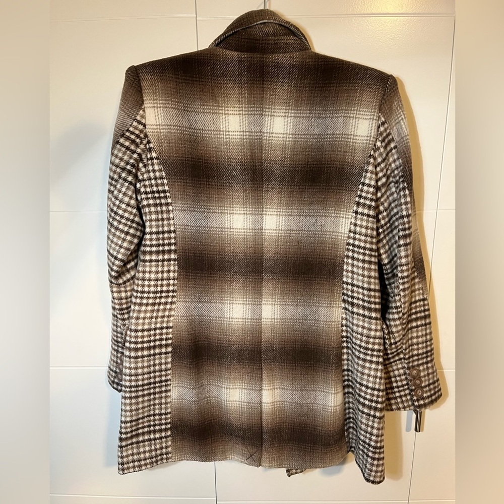 Avec Les Filles Brown Plaid Double Breasted Blazer Women’s M - Picture 5 of 15
